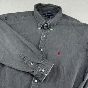 Ralph Lauren Blaire Shirt Mens XL Gray Heavyweight Long Sleeve Button Down Pony